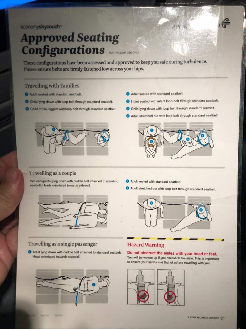 Air NZ Skycouch seating configurations.