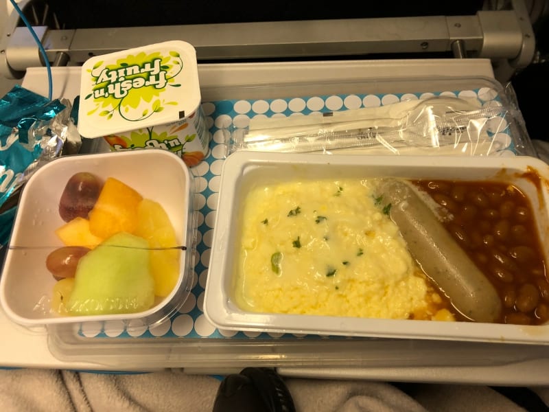 Air NZ Skycouch breakfast.